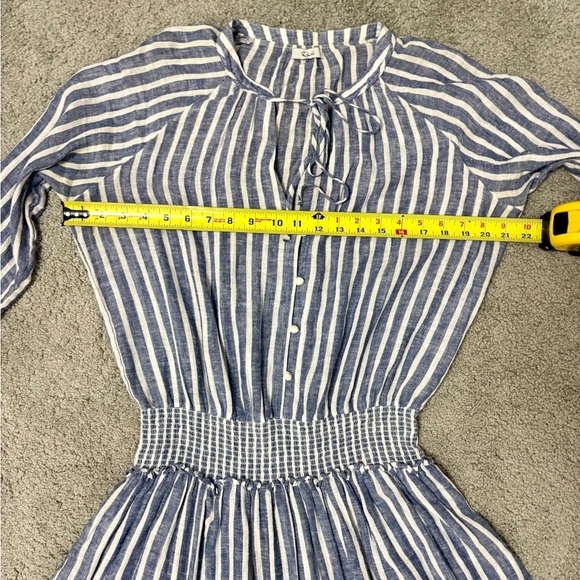 Rails Jasmin Mini Dress Parisan Blue Size Medium Long sleeve Blue white tiered - Picture 8 of 13